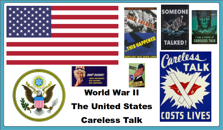 USA WW2 Careless Talk Propaganda Poster Collection