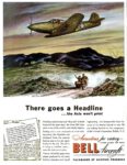 1942 There goes a Headline... the Axis won't print. Airacobras for victory. Bell Aircraft