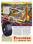 1945 The Tire Of Tomorrow Is Here Today. Firestone De Luxe Champion Tires