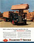1948 Diamond T Trucks. Half a carload of 'housing' speeds to the site ... with Diamond T reliability