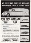 1936 Autocar Vans. No One Has Done It Before. Manufactured Trucks at Popular Prices