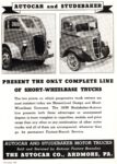 1936 Autocar and Studebaker Truck. Present The Only Complete Line Of Short-Wheelbase Trucks