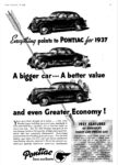 1937 Pontiac Sedans and Coupe. A bigger car... A better value and even Greater Economy!