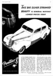 1937 Pontiac Two-Door Sedan. This Big Silver Streaked Beauty Is General Motors' Lowest-Priced Eight