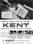1954 Smokers. Here's proof you can see... Kent gives greater protection than nay other cigarette