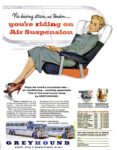 1955 No driving strain, no tension... you're riding on Air Suspension. Greyhound