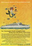 1964 The Luxury World of Moore-McCormack. The 'Champagne Touch' of bygone days aboard the most Modern Ships afloat