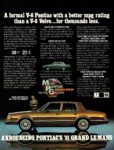 1981 Pontiac Grand LeMans Sedan. A formar V-6 Pontiac with a better mpg rating than a V-6 Volvo... for thousands less