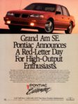 1990 Pontiac Grand Am SE. Pontiac Announces A Red-Letter Day For High-Output Enthusiasts