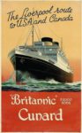 1930’s The Liverpool route to U.S.A. and Canada. ‘Britannic’ Cunard