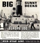 1939 Big Sunny Decks. 1 One Class To Europe. Red Star Line