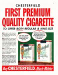 1952 Chesterfield First premium Quality Cigarette