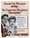 1952 Smoke for Pleasure today - No Cigarette Hangover tomorrow! Call for Philip Morris