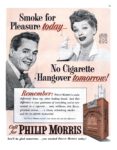 1952 Smoke for Pleasure today - No Cigarette Hangover tomorrow! Call for Philip Morris (2)