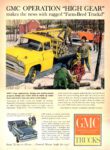 1959 GMC Flatbed Truck & Pickup. GMC Operation 'High Gear' makes the news with rugged 'Farm-Bred Trucks!'
