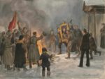 1917 Burning of eagles and royal portraits by Ivan Alekseevich Vladimirov