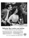 1954 Ballantine Beer watches your belt-line ... with fewer calories than any other leading beer