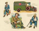 1917 Ambulance vehicle and wounded soldiers