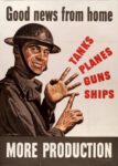 1942 Good news from home. Tanks, Planes, Guns, Ships. More Production