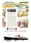 1952 French Line’s Newest Ship Flandre. Your Gay Entree To Europe. French Line