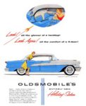 1955 Oldsmobile Super ‘88’ Holiday Sedan. Look! all the glamor of a hardtop!