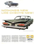 1959 Chevrolet Bel Air 4-Door Sedan & Impala Sport Coupe. Nothing's New Like Chevy's New!