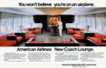 1971 You won't believe you're on an airplane. American Airlines New Coach Lounge