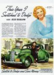 1937 Dodge Coupe with Jean Harlow. 'This Year I Switched to Dodge'